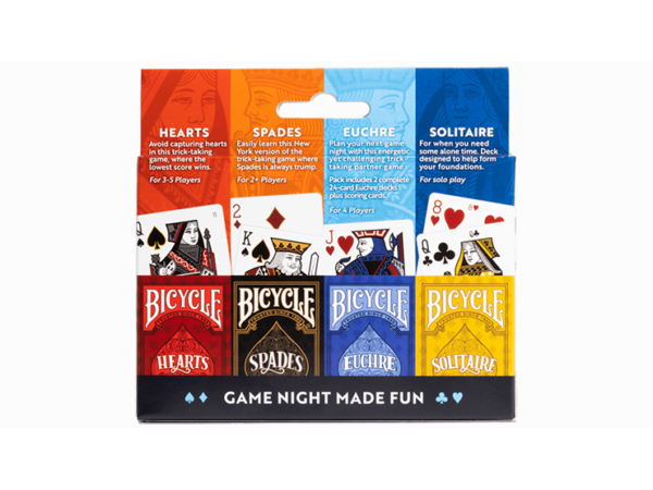 Bicycle 4 Game Pack (Euchre, Spades, Hearts and Solitaire) by US Playing Card