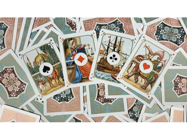Gilded Four Continents (Blue) Playing Cards