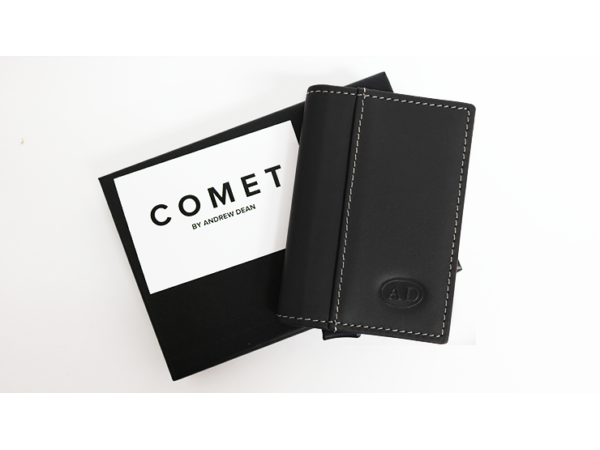 Comet Wallet Black Leather Silver Shell (Gimmicks and Online Instruction) by Andrew Dean