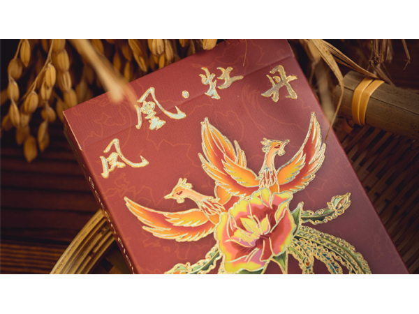 Phoenix and Peony (Red) Playing Cards by Bacon Playing Card Company