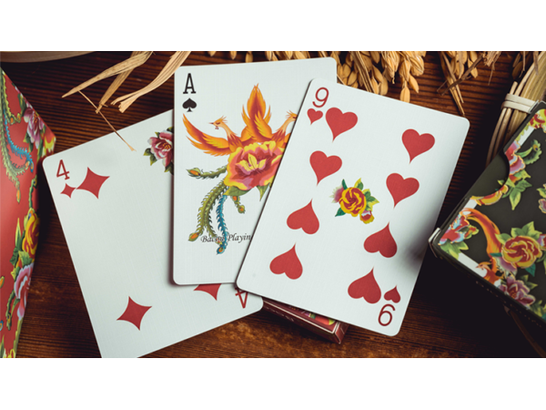 Phoenix and Peony (Red) Playing Cards by Bacon Playing Card Company