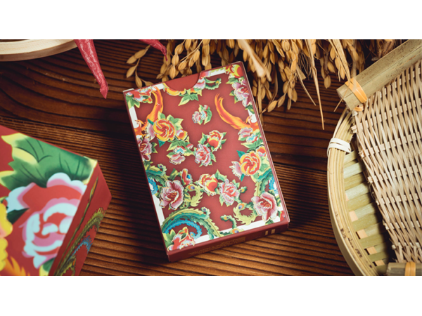 Phoenix and Peony (Red) Playing Cards by Bacon Playing Card Company