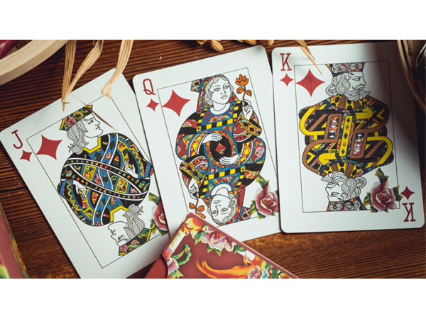 Phoenix and Peony (Green) Playing Cards by Bacon Playing Card Company