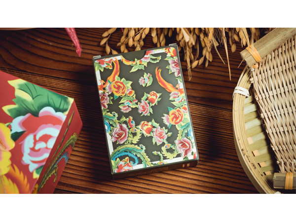 Phoenix and Peony (Green) Playing Cards by Bacon Playing Card Company
