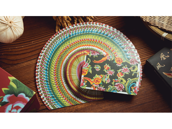 Phoenix and Peony (Green) Playing Cards by Bacon Playing Card Company
