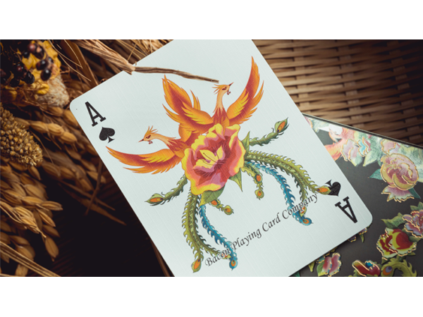 Phoenix and Peony (Green) Playing Cards by Bacon Playing Card Company
