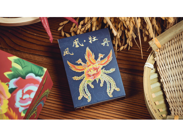 Phoenix and Peony (Blue) Playing Cards by Bacon Playing Card Company