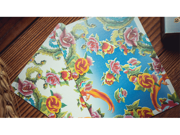 Phoenix and Peony (Blue) Playing Cards by Bacon Playing Card Company