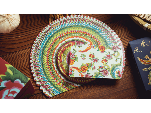 Phoenix and Peony (Blue) Playing Cards by Bacon Playing Card Company