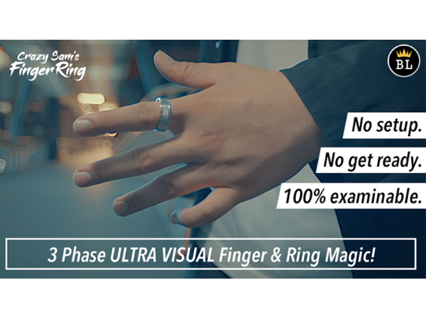 Hanson Chien Presents Crazy Sam's Finger Ring SILVER / MEDIUM (Gimmick and Online Instructions) by Sam Huang