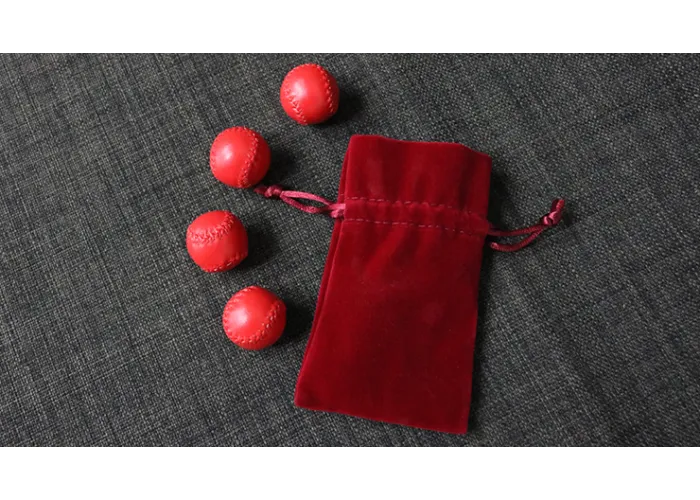 Set of 4 Leather Balls for Cups and Balls (Red and Red) by Leo Smetsers