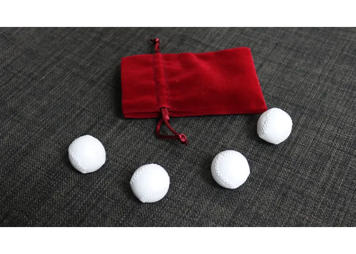 Set of 4 Leather Balls for Cups and Balls (White and White) by Leo Smetsers