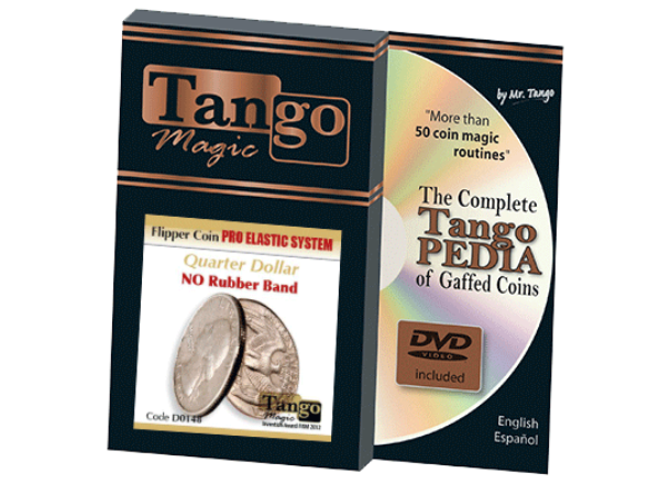 Flipper Coin Pro Elastic System (Quarter Dollar DVD w/Gimmick)(D0148) by Tango - Trick
