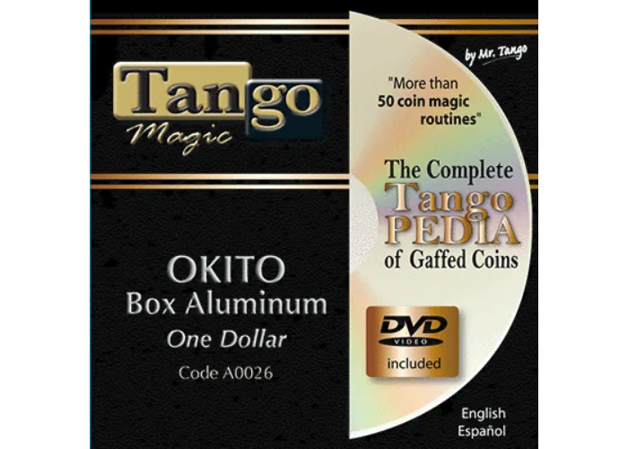 Okito Coin Box (Aluminum w/DVD)(A0026) One Dollar by Tango Magic - Tricks