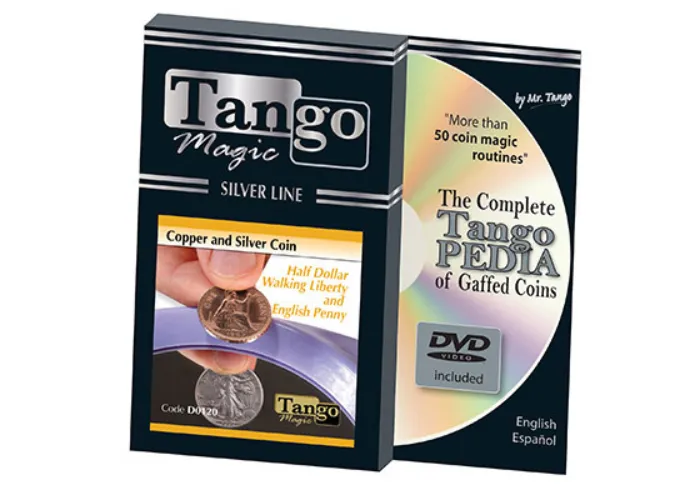 Tango Silver Line Copper and Silver Walking Liberty/English Penny (w/DVD) (D0120) by Tango - Trick