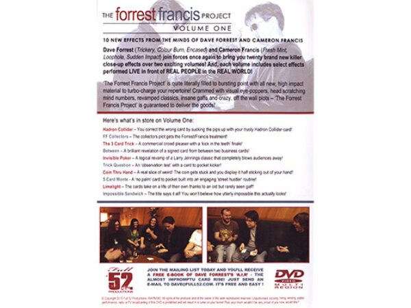 The Forrest/Francis Project Vol. 1 by Cameron Francis and David Forrest - DVD