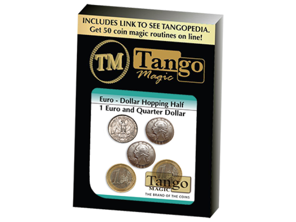 Euro-Dollar Hopping Half (1 Euro and Quarter Dollar) by Tango Magic-Trick (ED004)