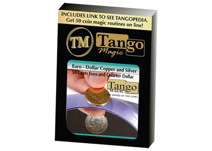 Euro-Dollar Copper And Silver (50 Cent Euro and Quarter Dollar) (ED003)by Tango Magic-Trick