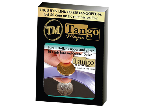 Euro-Dollar Copper And Silver (50 Cent Euro and Quarter Dollar) (ED003)by Tango Magic-Trick