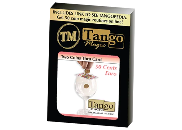 Two Coins Thru Card (E0016) (50 cent Euro) by Tango - Trick