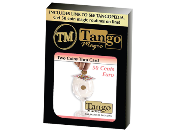 Two Coins Thru Card (E0016) (50 cent Euro) by Tango - Trick